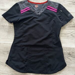 Dickies Black and Pink Fitted scrub top